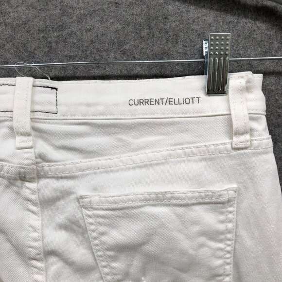 Current/Elliot White Skinny Jeans Womens 25 Distressed Ripped Low Rise Stretch - Picture 6 of 11